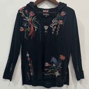 Watipaso Beach Raw Embroidered Cotton Hoodie